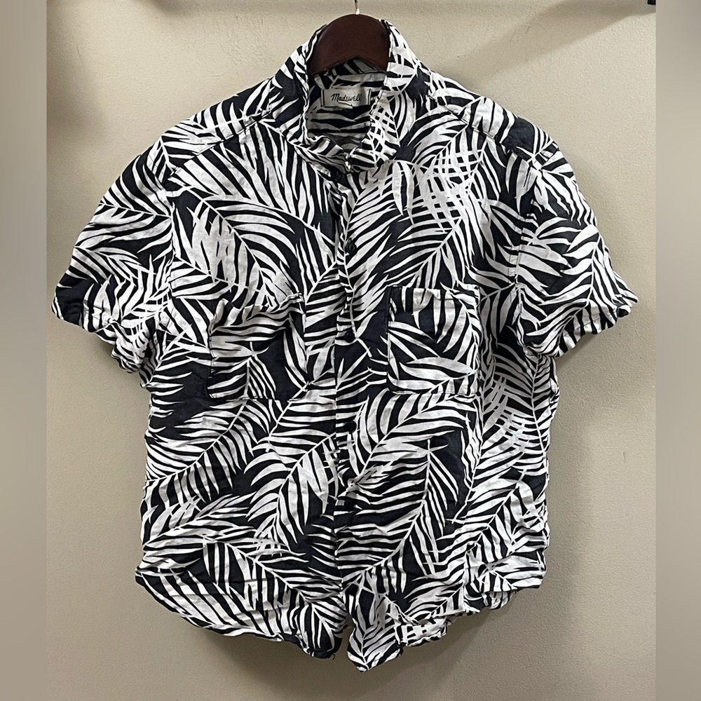 Madewell Easy Camp Shirt in Fern Fronds Size Large